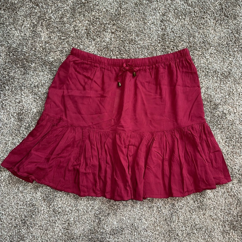 Red Skirt with Ruffled Tier